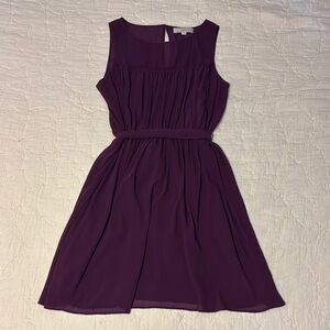 LOFT Purple Pleated Ribbed Sundress